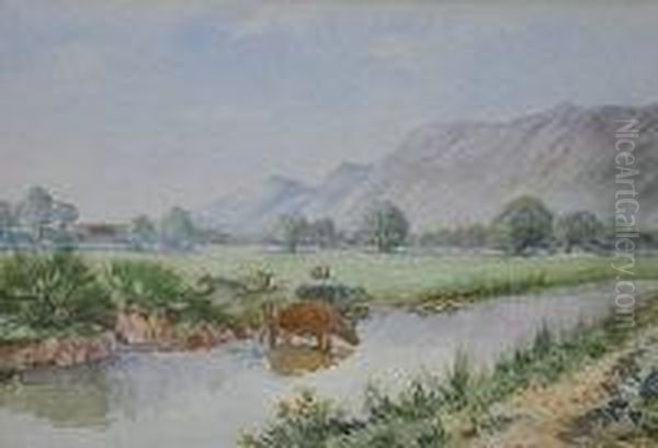 Highland Landscape With Cattle Oil Painting by Andrew Black