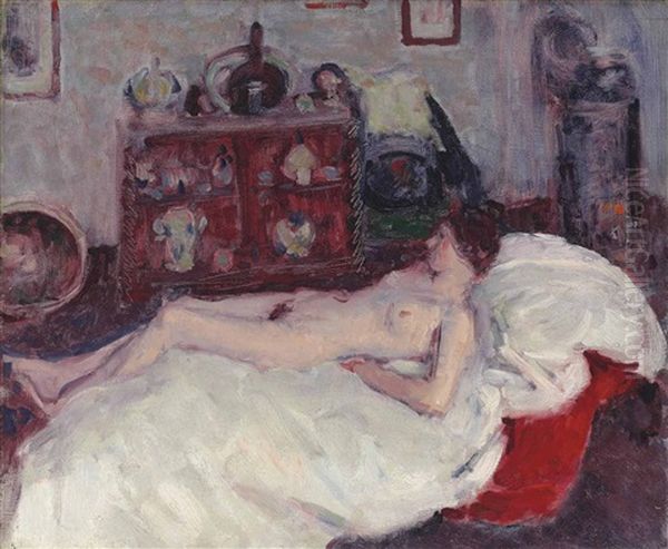 Nude With Stove Oil Painting by Roderic O'Conor