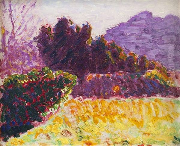 Landscape With Garden And Mountain Oil Painting by Roderic O'Conor