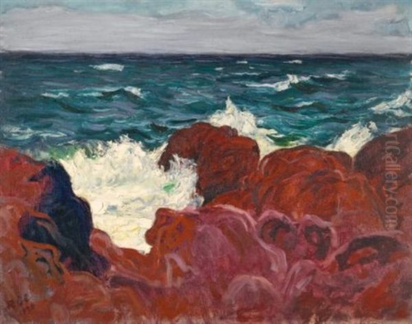 Red Rocks And Sea Oil Painting by Roderic O'Conor