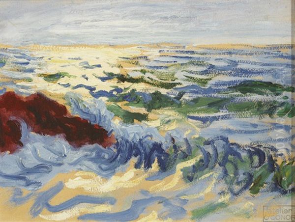 Coastal Scene, Evening Or Turbulent Sea, Brittany Oil Painting by Roderic O'Conor