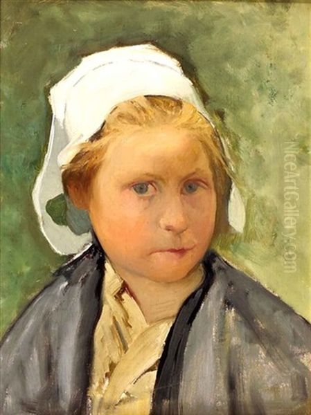 Young Girl In Pont-aven Headdress Oil Painting by Roderic O'Conor