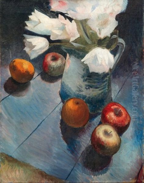 Nature Morte Aux Pommes Et Au Pot De Pivoines Oil Painting by Roderic O'Conor