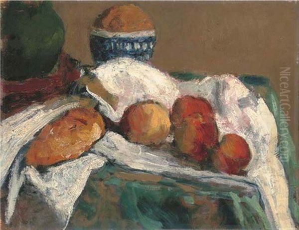 Still Life With Apples On A White Cloth Oil Painting by Roderic O'Conor