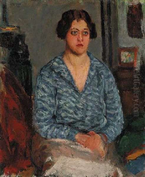 Portrait Of A Seated Woman; Le Corsage Bleu Oil Painting by Roderic O'Conor