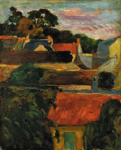 Roof Tops, A Village Oil Painting by Roderic O'Conor