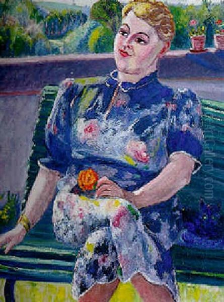 Femme Assise A La Rose Oil Painting by Roderic O'Conor