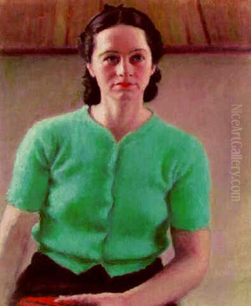 Girl In A Green Sweater Oil Painting by Roderic O'Conor