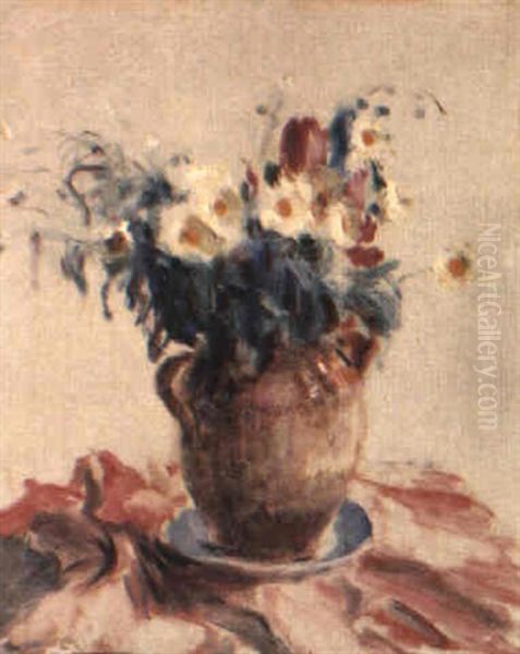 Still Life With Flowers In An Earthenware Jug Oil Painting by Roderic O'Conor