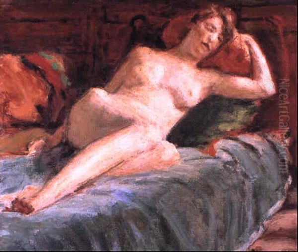 Reclining Nude On A Chaise Longue Oil Painting by Roderic O'Conor