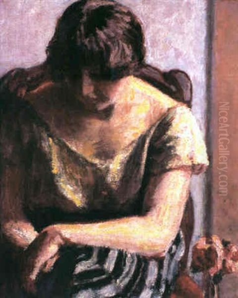 Femme Assise Aux Fleurs Oil Painting by Roderic O'Conor