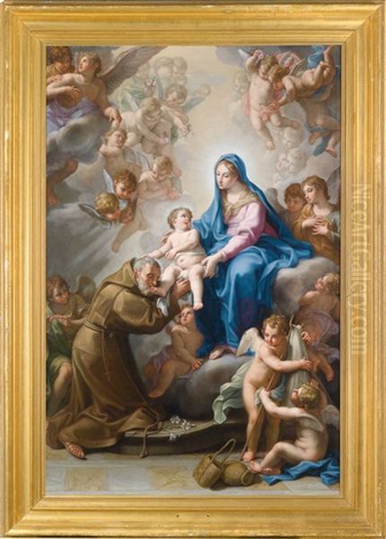 Der Heilige Felix Von Cantalice Vor Der Madonna Mit Dem Christusknaben Oil Painting by Giovanni Odazzi