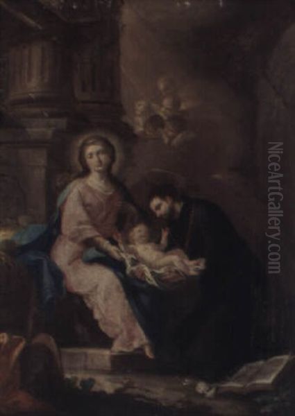 The Madonna And Child With Saint Ignatius Of Loyola Oil Painting by Giovanni Odazzi