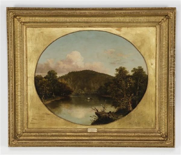 River Landscape With Figures Oil Painting by Walter Mason Oddie