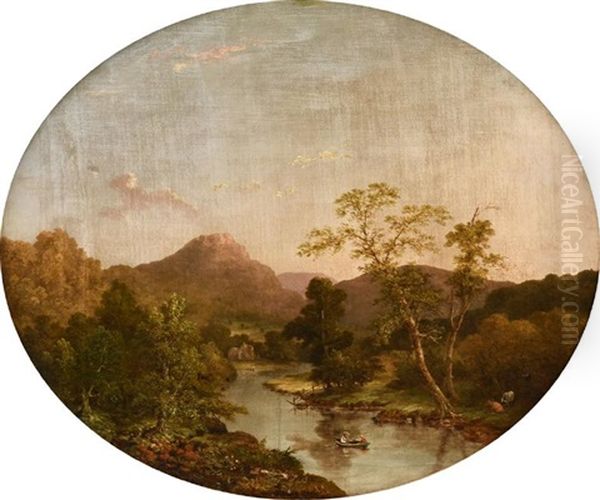 River Landscape Oil Painting by Walter Mason Oddie