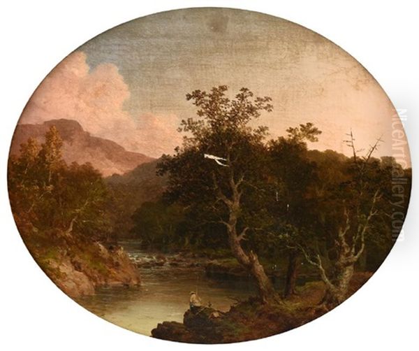 River Landscape Oil Painting by Walter Mason Oddie