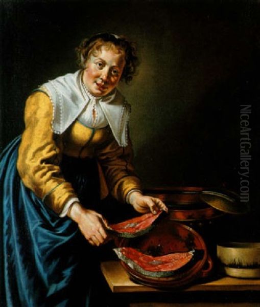 La Jeune Cuisiniere Oil Painting by Willem Van Odekerken