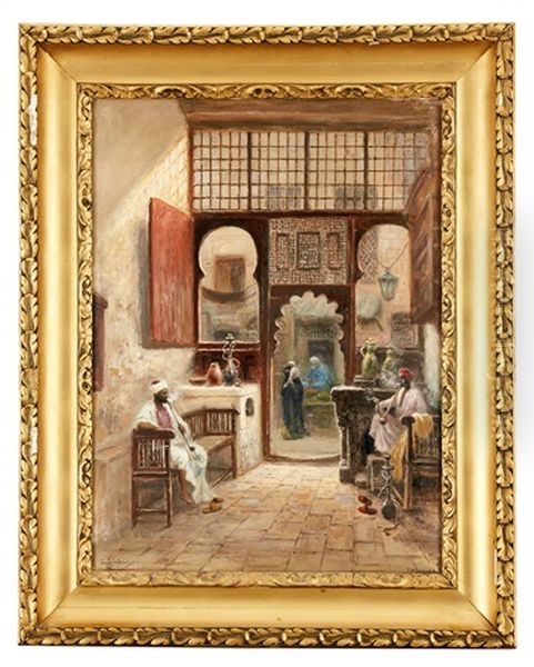 Cafeinterior, Kairo Oil Painting by Frans Wilhelm Odelmark