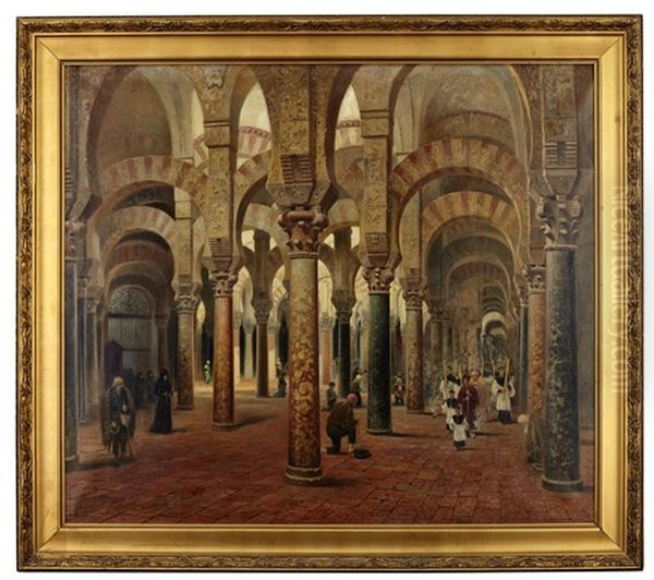 Katedralinterior I Cordoba Oil Painting by Frans Wilhelm Odelmark