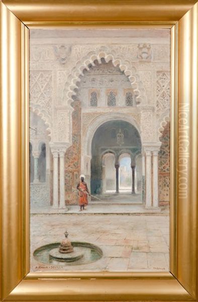 Alcazar Of Seville Oil Painting by Frans Wilhelm Odelmark