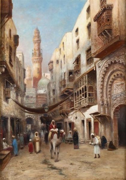 Scene De Rue - Le Caire Oil Painting by Frans Wilhelm Odelmark