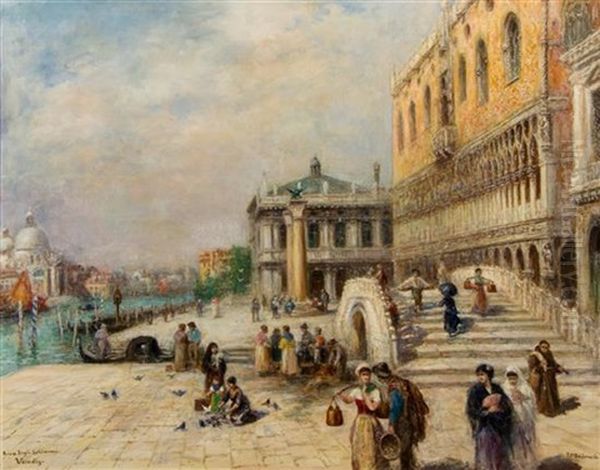 Riva Degli Schiavoni/venedig Oil Painting by Frans Wilhelm Odelmark