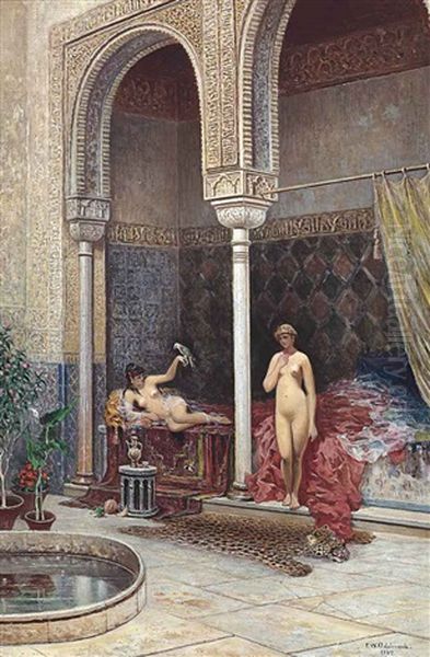 Odalisques In The Harem Oil Painting by Frans Wilhelm Odelmark