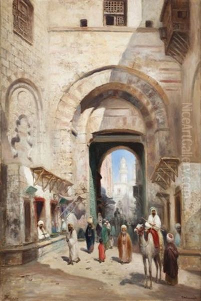 Porte De La Ville Du Caire Oil Painting by Frans Wilhelm Odelmark