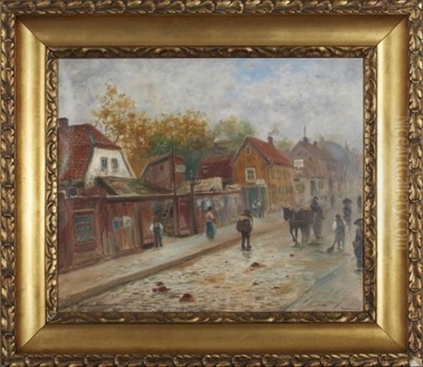 Gamla Stockholm, Norrlandsgatan Oil Painting by Frans Wilhelm Odelmark