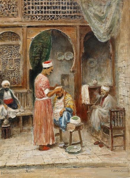 Barberarbutik I Kairo Oil Painting by Frans Wilhelm Odelmark