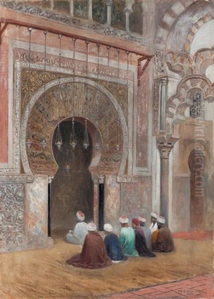 Priere Devant Le Mihrab Oil Painting by Frans Wilhelm Odelmark