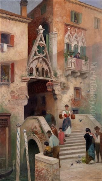 Folkliv I Venedig Oil Painting by Frans Wilhelm Odelmark