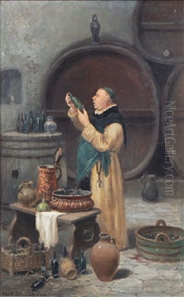 Munk Oil Painting by Frans Wilhelm Odelmark