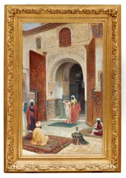 Orientalisk Palatsinterior Med Haremskvinna Oil Painting by Frans Wilhelm Odelmark