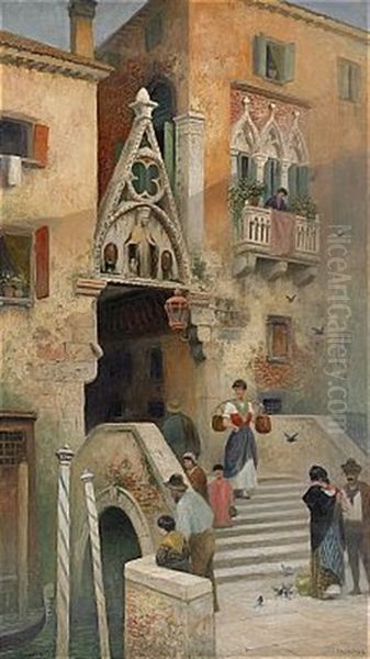 Stadsmotiv Fran Venedig Oil Painting by Frans Wilhelm Odelmark