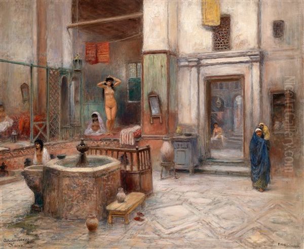 Ein Bad In Kairo Oil Painting by Frans Wilhelm Odelmark