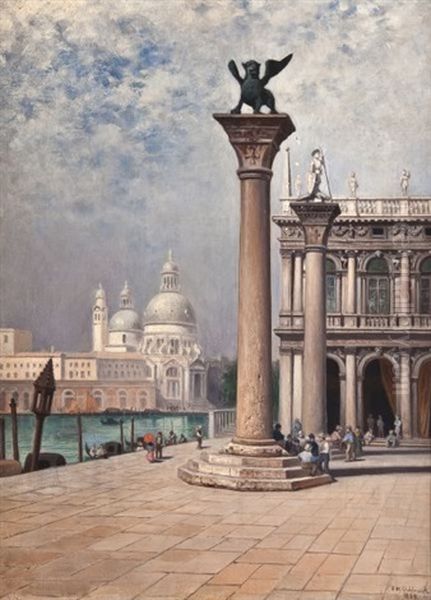 St. Mark's Square Oil Painting by Frans Wilhelm Odelmark