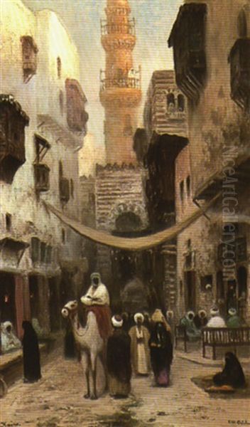 Scene De Rue Au Caire Oil Painting by Frans Wilhelm Odelmark