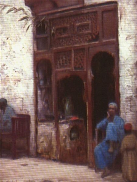 Le Cafe Au Caire Oil Painting by Frans Wilhelm Odelmark