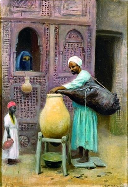 Porteur D'eau Au Caire Oil Painting by Frans Wilhelm Odelmark