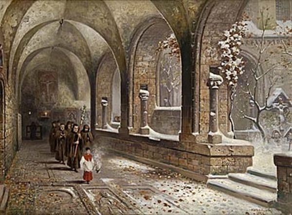 Klosterprocession Oil Painting by Frans Wilhelm Odelmark