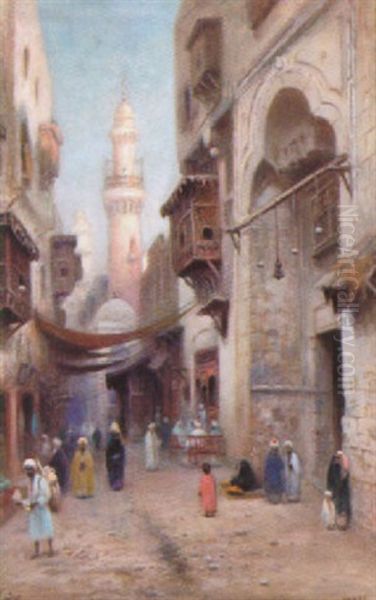 Gatuliv I Kairo Oil Painting by Frans Wilhelm Odelmark