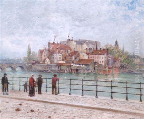 Utsikt Mot Helgeandsholmen, Stockholm Oil Painting by Frans Wilhelm Odelmark