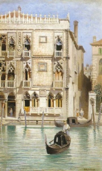 Kanalmotiv, Venedig Oil Painting by Frans Wilhelm Odelmark