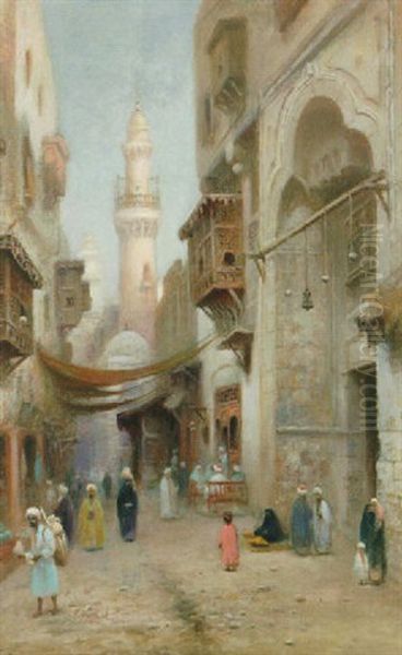 Gatuliv I Kairo Oil Painting by Frans Wilhelm Odelmark