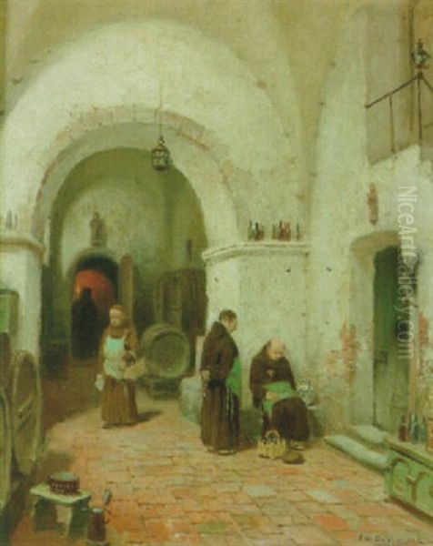 Klosterinterior Oil Painting by Frans Wilhelm Odelmark