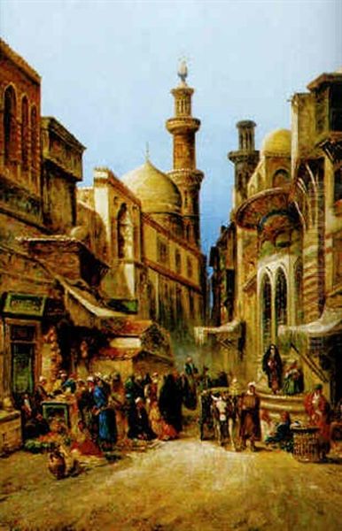 Gatuscen, Kairo Oil Painting by Frans Wilhelm Odelmark