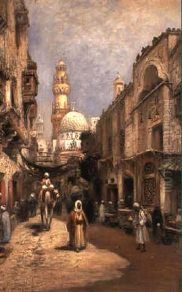 Bazargata I Kairo Oil Painting by Frans Wilhelm Odelmark