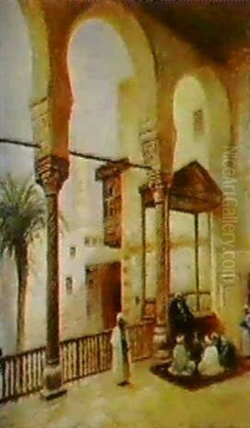 Pa En Balkong I Kairo Oil Painting by Frans Wilhelm Odelmark