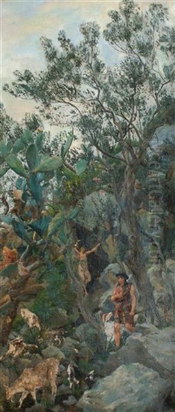 Pastorale Szene Auf Capri Oil Painting by Karl Oderich